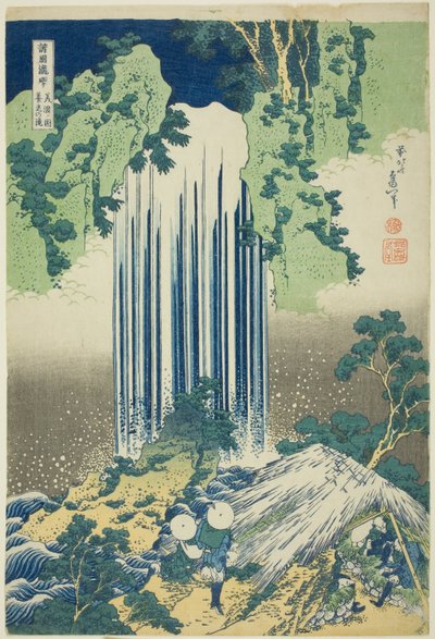 Cascada Yoro en la provincia de Mino (Mino no kuni Yoro no taki), de la serie Recorrido por las cascadas en varias provincias (Shokoku Takimeguri) de Katsushika Hokusai