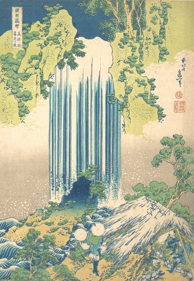 Cascada de Yoro en la provincia de Mino, de la serie Un recorrido por las cascadas..., ca. 1832 de Katsushika Hokusai