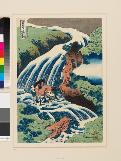 Cascada de Yoshino, donde Yoshitsune lavó su caballo de Katsushika Hokusai