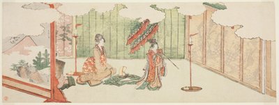 Joven bailando en la mansión de un noble de Katsushika Hokusai