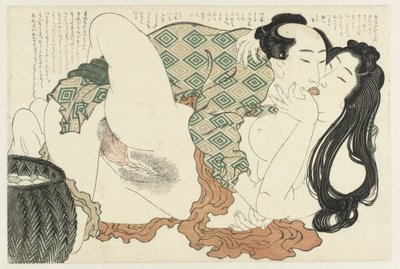 Besos pescador y buzo La planta de Adonis (título de la serie) Fukujuso (título de la serie) de Katsushika Hokusai