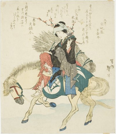 Una mujer de Ohara a caballo de Katsushika Taito II