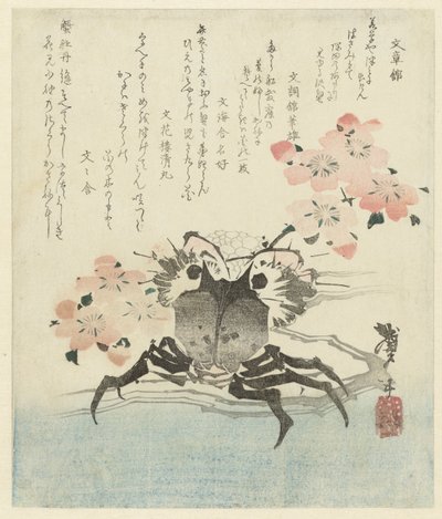 Cangrejo con flor de cerezo de Katsushika Taito II