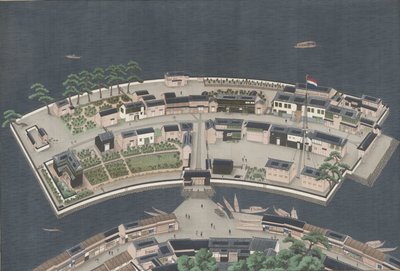 La isla de Deshima, c.1833-46 de Kawahara Keiga