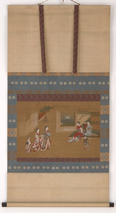 Dos yujo haciendo una visita de Año Nuevo a otros dos, siglo XVIII de Kawamata Tsunemasa