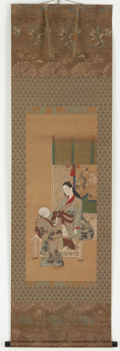 Una niña sentada en una veranda, período Edo, siglo XVIII de Kawamata Tsuneyuki