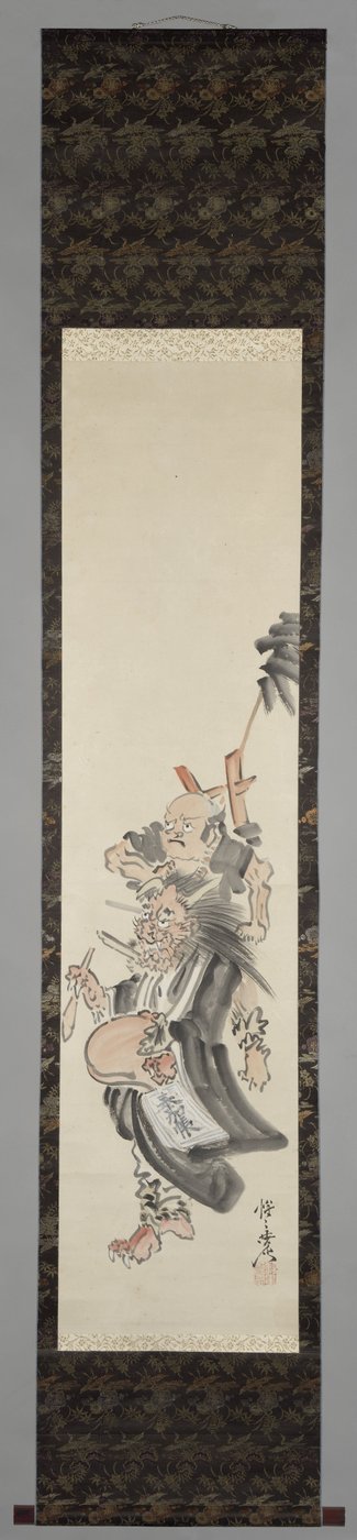 Un demonio como un monje mendicante Monje diablo mendigando (oni no nembutsu) de Kawanabe Kyosai