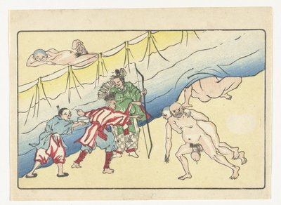 Sagitario y hombres desnudos The Big Tail (título de la serie) de Kawanabe Kyosai