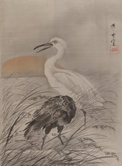 Grullas en el pantano, ca. 1887 de Kawanabe Kyosai