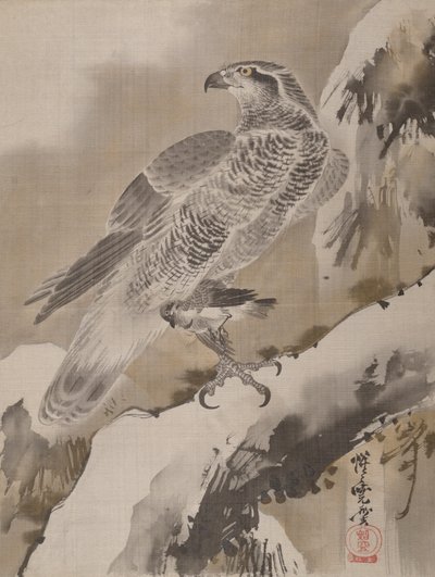 Águila sosteniendo un pájaro pequeño de Kawanabe Kyosai