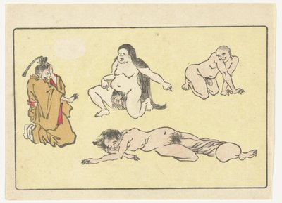 Cortesano arrodillado The Big Tail (título de la serie) de Kawanabe Kyosai