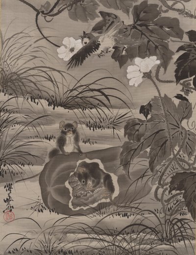 Ratones en un melón de Kawanabe Kyosai