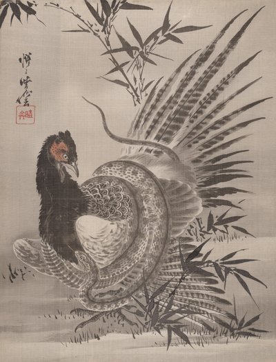 Faisán Atrapado por una Serpiente, ca. 1887 de Kawanabe Kyosai