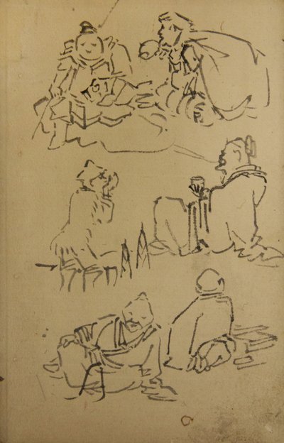Bocetos de figuras legendarias de Asia Oriental de Kawanabe Kyosai
