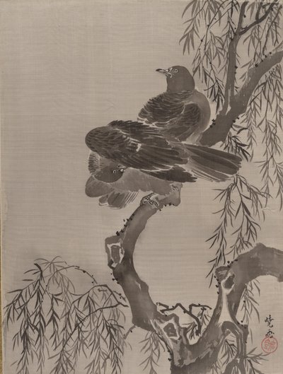 Dos pájaros en una rama de Kawanabe Kyosai