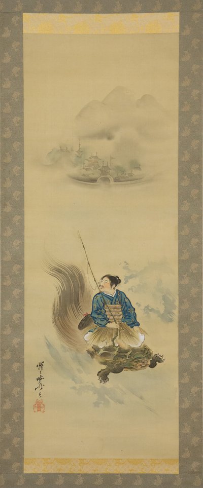 Urashima Taro montando una tortuga, después de 1888 de Kawanabe Kyosai
