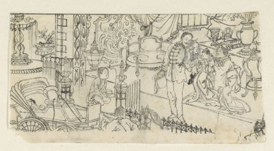 El hombre dice adiós al niño de Kawanabe Kyôsai (attributed to)