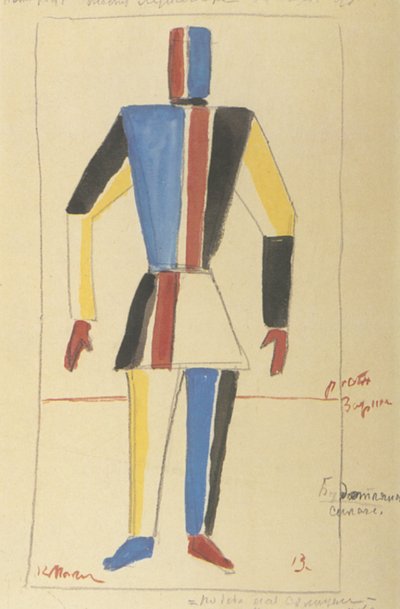 Hombre fuerte futurista. Diseño de vestuario para la ópera Victoria sobre el sol después de A. Kruchenykh de Kazimir Severinovich Malevich