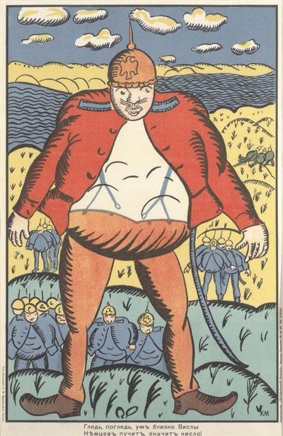 "Mira, mira, cerca del Vístula. Las barrigas alemanas están hinchándose. Así que no se sienten tan bien" de Kazimir Severinovich Malevich