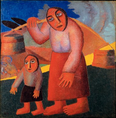 Campesino con cubos Pintura de Kasimir Malevic (Malevich, Malevich) (1878-1935) 1911 Dim. 173x73 cm Ámsterdam, Museo Stedelijk de Kazimir Severinovich Malevich