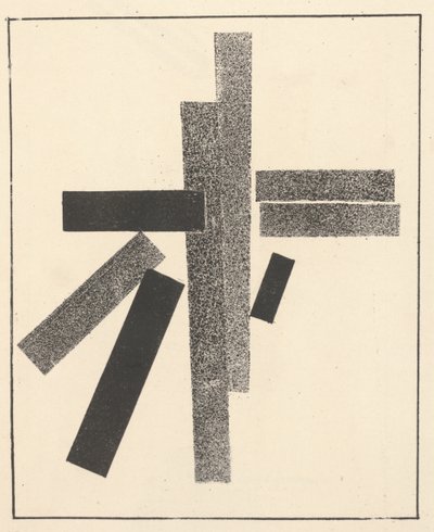 Tres elementos negros y cinco grises de "Suprematismo: 34 dibujos" de Kazimir Severinovich Malevich