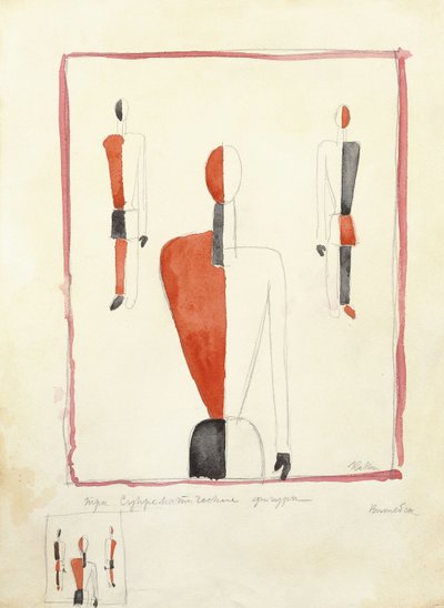 Tres figuras suprematistas, c. 1921-2 de Kazimir Severinovich Malevich
