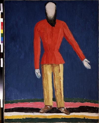 Un Campesino (Un Campesino). Representación de un hombre barbudo con camisa roja). Pintura de Kasimir Severinovich Malevich (Malevich, Malevic) (1878-1935), óleo sobre lienzo de Kazimir Severinovich Malevich