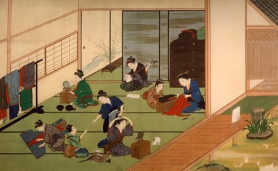 Grupo de geishas, por Kawahara Keiga (1786-circa 1860), acuarela, Japón, Civilización japonesa, principios del siglo XIX de Keiga Kawahara