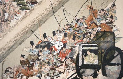 El secuestro del emperador enclaustrado Go Shirakawa por Fujiwara Nobuyori en 1159, c.1200 de Keion Keion