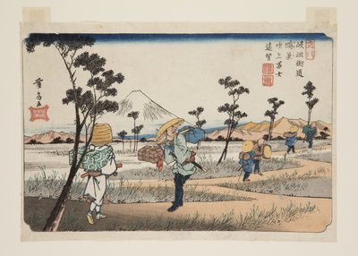 No. 8, Kōnosu: Vista distante del Fuji en Fukiage de Keisai Eisen