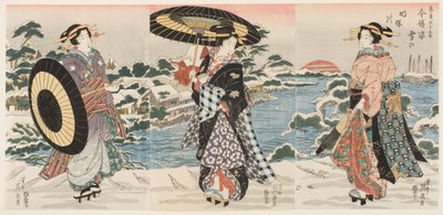 Figuras modernas al amanecer en un día de nieve (Imayō sugata yuki no akebono) de Keisai (1790 1848) Eisen