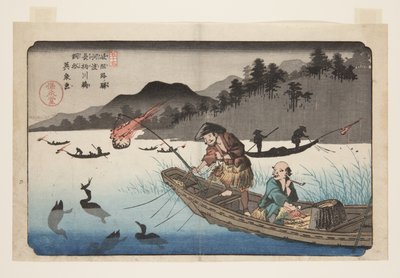 No. 55, Kōdo: Barcos de pesca de cormoranes en el río Nagae de Keisai Eisen