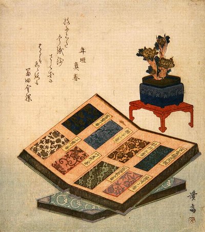 Libros de muestras de diseños de brocado de Keisai Eisen