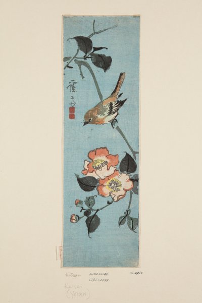 Gorrión y camelia de Keisai Eisen