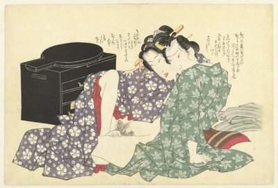 Pareja de enamorados para armario lacado de Keisai Eisen (attributed to)
