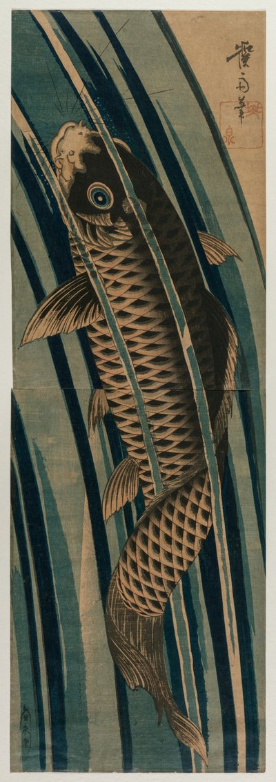 Carpa ascendiendo una cascada, principios o mediados de la década de 1830 de Keisai Eisen