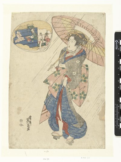 Cortesana en de regen de Keisai Eisen