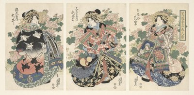 Drie desfile de cortesanas de Keisai Eisen