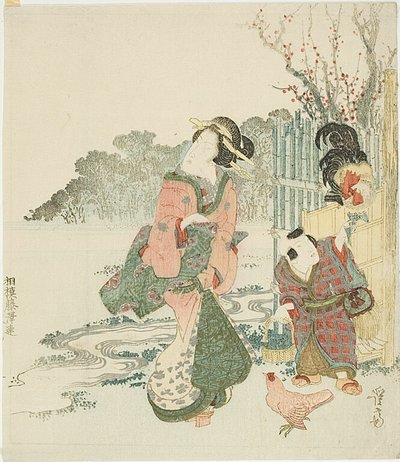 Alimentar al gallo de Keisai Eisen