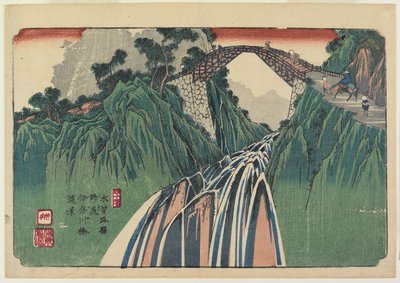 No. 41, Nojiri: Vista lejana del puente del río Ina de Keisai Eisen