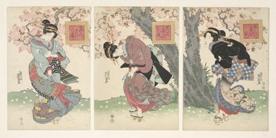 Bellezas en una tormenta de primavera Bijin haru no kaze (título sobre objeto) de Keisai Eisen