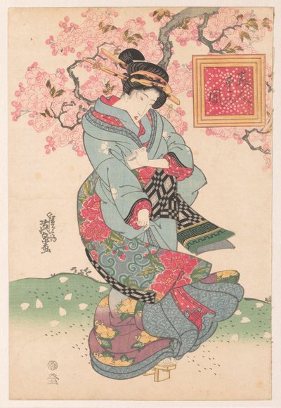 Bellezas en una tormenta de primavera Bijin haru no kaze (título sobre objeto) de Keisai Eisen