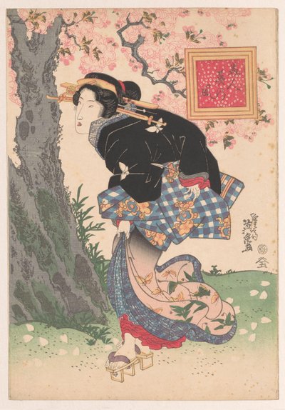 Bellezas en una tormenta de primavera Bijin haru no kaze (título sobre objeto) de Keisai Eisen