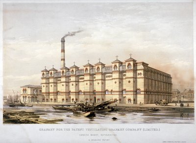 Granero en Canada Wharf, Rotherhithe, Londres, c1860 de Kell Brothers