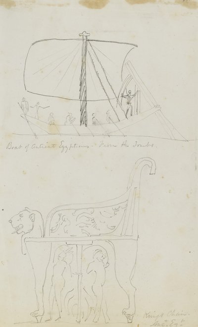 Barco de los antiguos egipcios de las tumbas/Silla del Rey de Kellogg, Miner Kilbourne