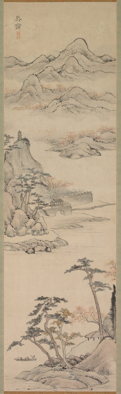 Paisaje con Navegantes, finales del siglo XVIII-principios del siglo XIX de Kenkado Kimura