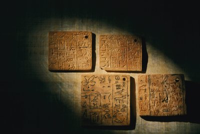 Etiquetas escritas en hueso y marfil del rey Qa