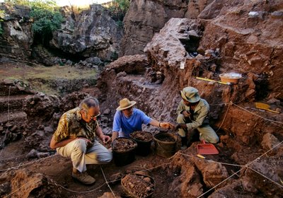 Yacimiento de Drimolean, cerca de Johannesburgo (Sudáfrica), homínido de 2 millones de años de antigüedad de Kenneth Garrett