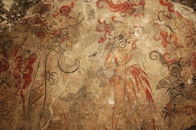 Maya; Murales mayas; San Bartolo; Guatemala; Dr Bill Saturno, 2002 (foto) de Kenneth Garrett