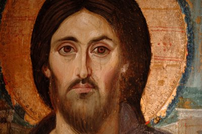 Pintura de Jesús en estilo copto, Museo del Monasterio de Santa Catalina, el más antiguo contin..., siglo VI d.C. (pintura) de Kenneth Garrett
